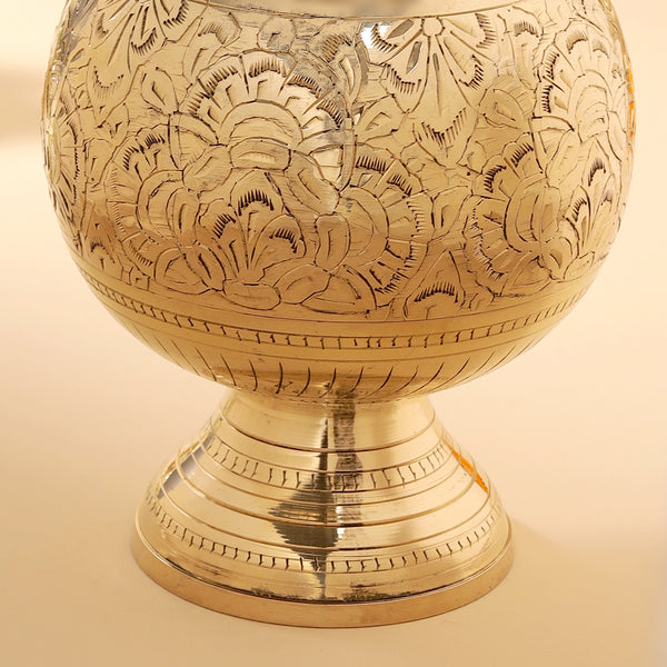 Brass Handcarved Flower Vase (10.5 Inch)