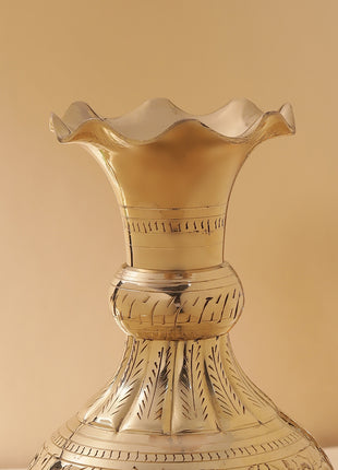 Brass Handcarved Flower Vase (10.5 Inch)