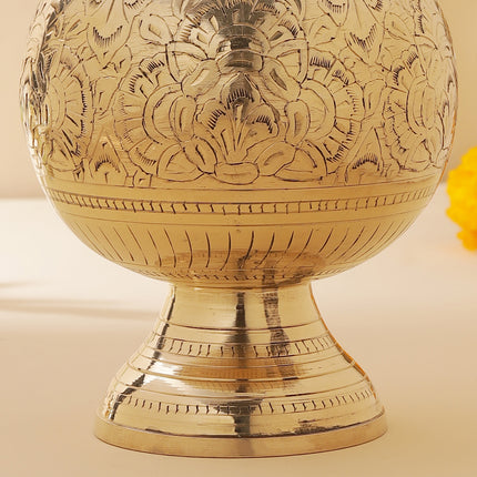 Brass Hand carved Flower Vase (10.5 Inch)