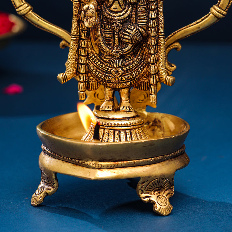 Brass Tirupati Balaji/Venkateshwar Diya/Lamp (11 Inch)