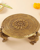Brass Superfine Chowki With Peacock Pillars (5