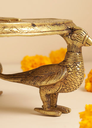 Brass Superfine Chowki With Peacock Pillars (5")