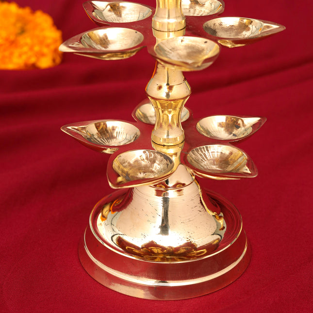 Brass Peacock Three Tier Lamp (9.5 Inch)