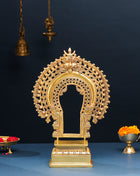 Brass Singhasan With Prabhavali Craft (18 Inch)