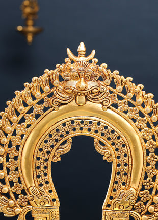 Brass Singhasan With Prabhavali Craft (18 Inch)