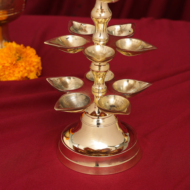 Brass Peacock Five Tier Lamp (15 Inch)