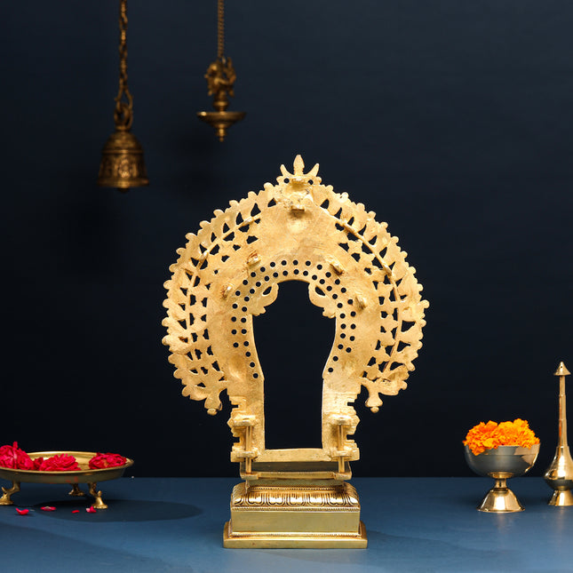 Brass Singhasan With Prabhavali Craft (18 Inch)