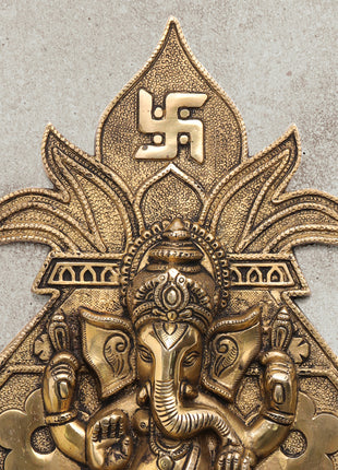 Brass Ganesha On Kumbh Kalash Wall Hanging (10.3 Inch)