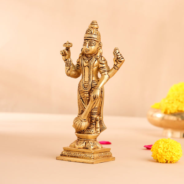 Brass Lord Vishnu Idol (7 Inch)