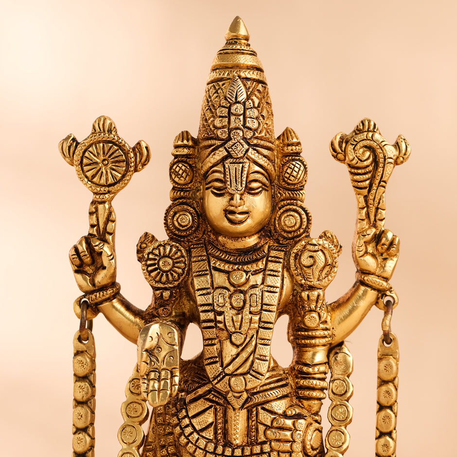 Brass Tirupati Balaji/Venkateshwar Idol (10.5 Inch) Vedansh Craft