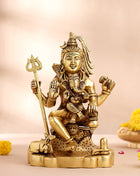Brass Lord Shiva With Ganesha Idol (9 Inch)