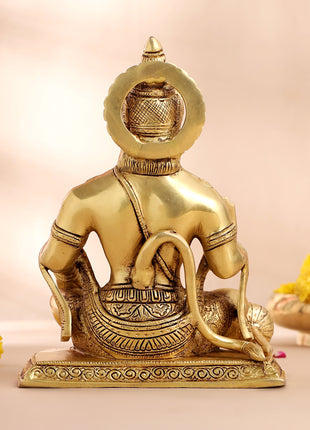 Brass Sitting Hanuman Statue (9.5 Inch)