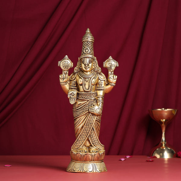Brass Tirupati Balaji/Venkateshwar Idol Wall Hanging (15.5 Inch)