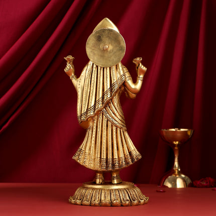 Brass Standing Goddess Lakshmi Statue (17.5 Inch)