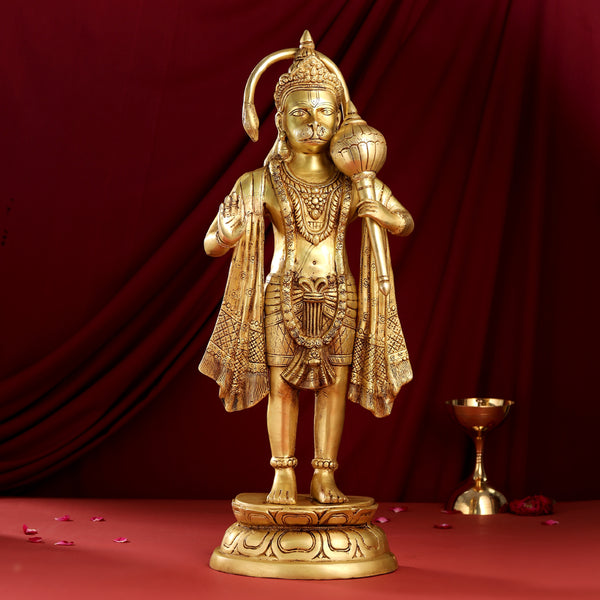 Brass Standing Hanuman Statue (27 Inch)