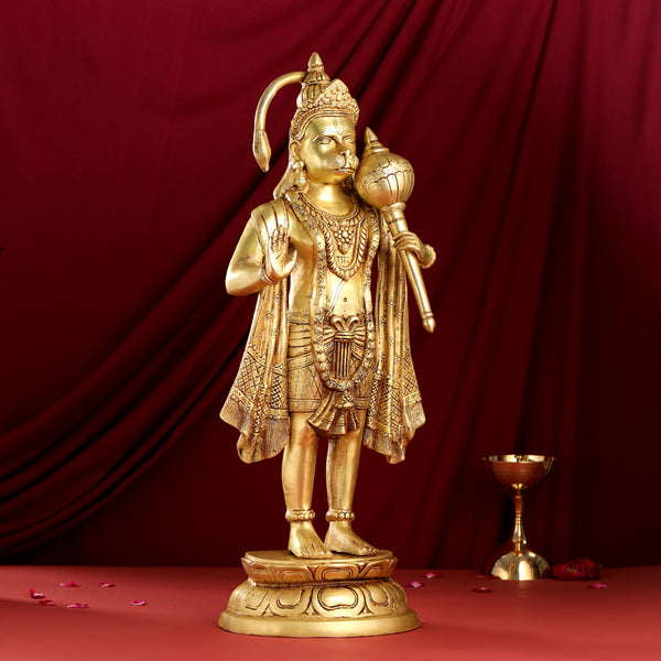 Brass Standing Hanuman Statue (27 Inch)