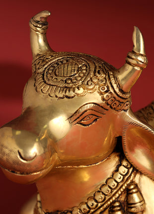 Brass Majestic Nandi Idol (9 Inch)