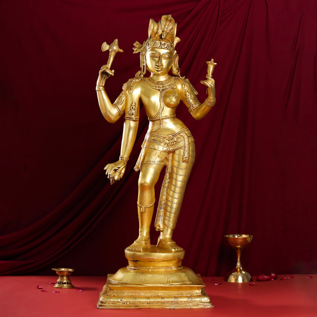 Brass Ardhanarishwara Statue (35 Inch)