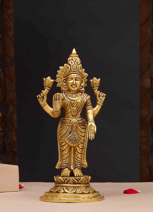 Brass Standing Goddess Lakshmi Idol (9 Inch)