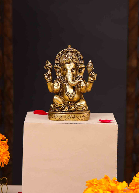 Ganesha Statue 8.8 Inch Lord Ganesha Statue , Brass Ganesh
