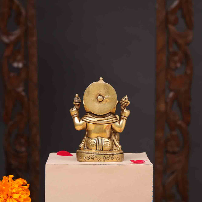 Brass Blessing Ganesha Idol (4.5 Inch)