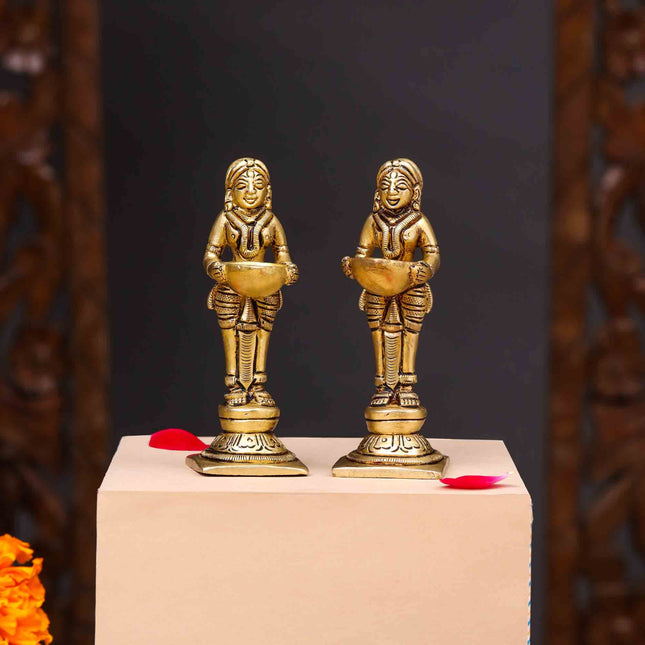 Brass Deep Lakshmi Pair (4.5 Inch)