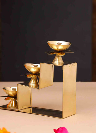 Brass Three Step Decorative Akhand Diya(5 Inch)