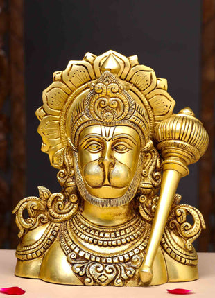 Brass Lord Hanuman Bust Idol (8 Inch)