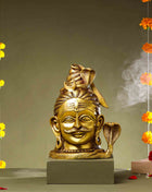 Brass Shiva Head Statue (12 Inch)