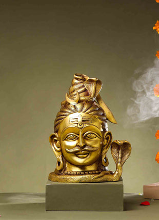 Brass Shiva Head Statue (12 Inch)