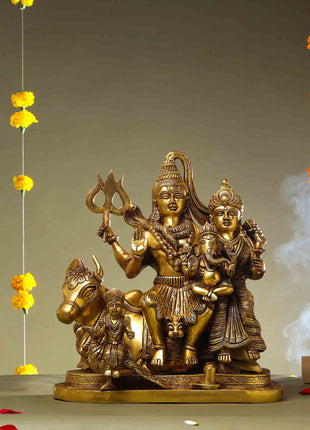 Brass Shiva Family Statue (14 Inch)
