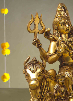 Brass Shiva Family Statue (14 Inch)