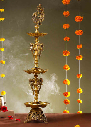 Brass Peacock Long Lamp (34 Inch)