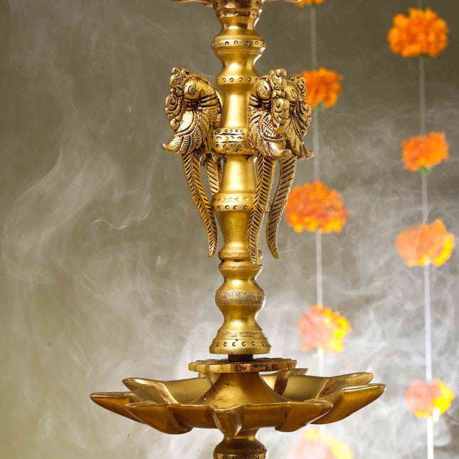 Brass Peacock Long Lamp (34 Inch)