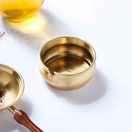 Brass Leaf Tea Strainer With Bowl (1.5 Inch)