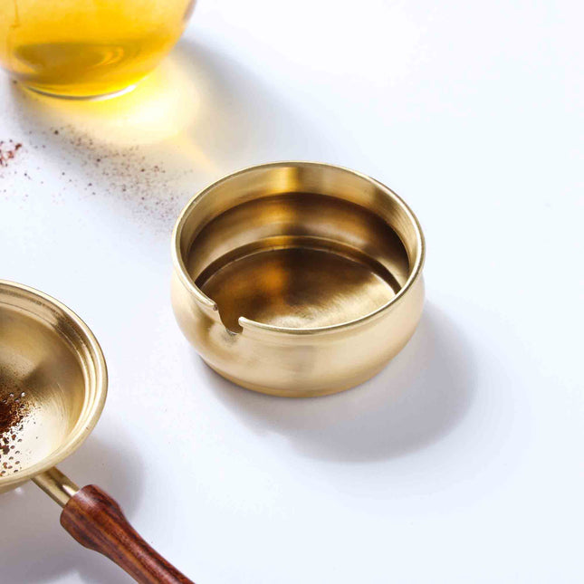 Brass Leaf Tea Strainer With Bowl (1.5 Inch)