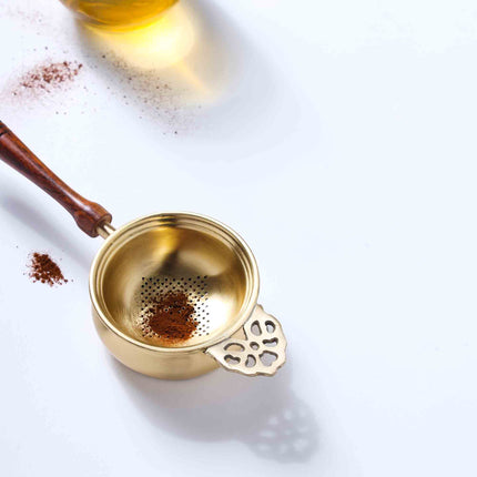 Brass Leaf Tea Strainer With Bowl (1.5 Inch)