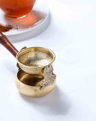 Brass Swing Tea Strainer With Wooden Handle (6 Inch)