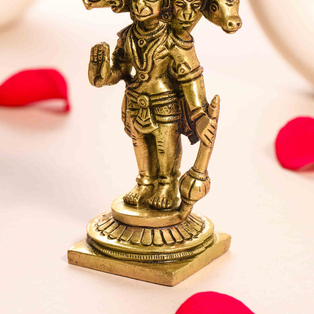 Brass Superfine Panchmukhi Hanuman Idol (4.5 Inch)