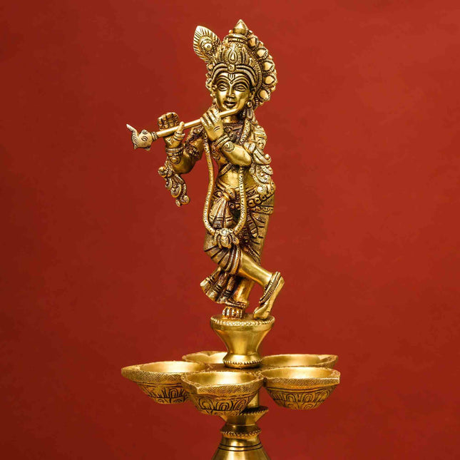 Brass Superfine Krishna Lamp (26 Inch)