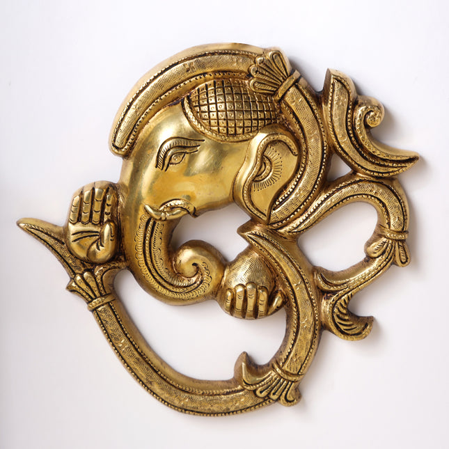 Brass Ganesha Om Wall Hanging (8 Inch)