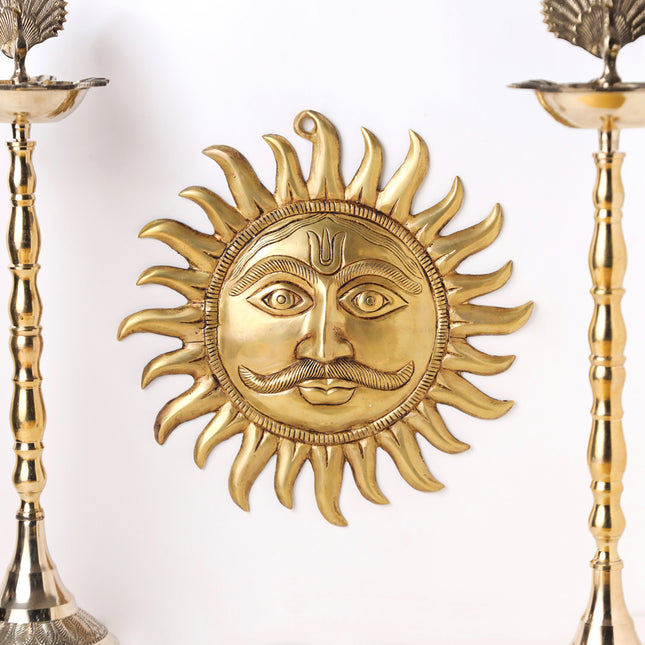Brass Sun Face Wall Hanging (14.5 Inch)