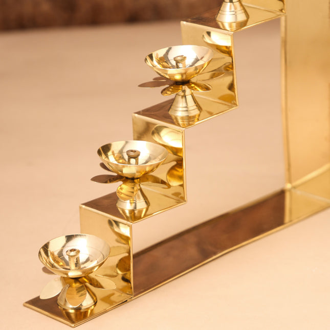 Brass Five Steps Decorative Akhand Diya (8.5 Inch)