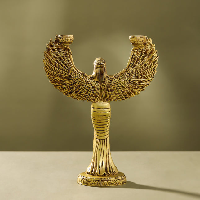 Brass Egyptian Goddess Isis Candle Holder (11.5 Inch)