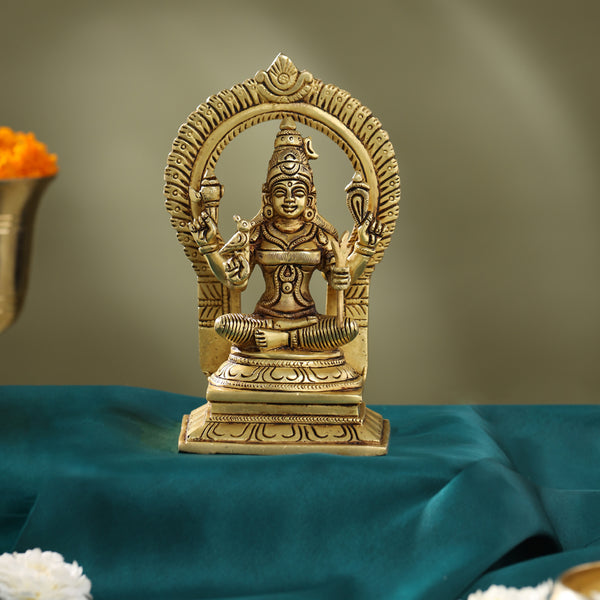 Brass Throne Rajarajeshwari Devi Idol (7.5 Inch)
