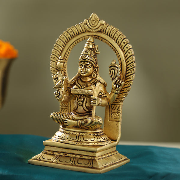 Brass Throne Rajarajeshwari Devi Idol (7.5 Inch)