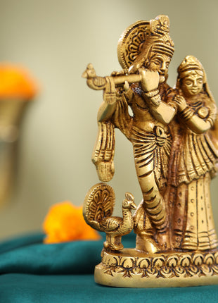 Brass Radha Krishna Idol (6 Inch)