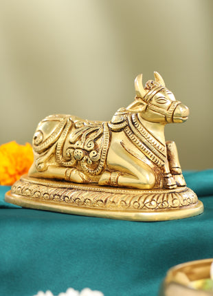 Brass Sitting Shiva Nandi Idol (4 Inch)