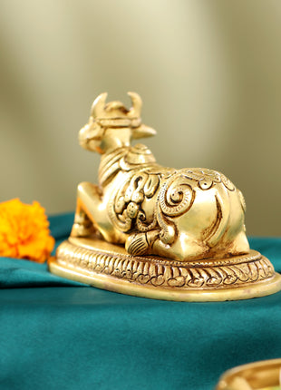 Brass Sitting Shiva Nandi Idol (4 Inch)