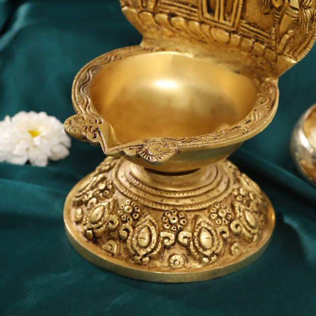 Brass Balaji Shankh Chakra And Namah Diya (9.5 Inch)